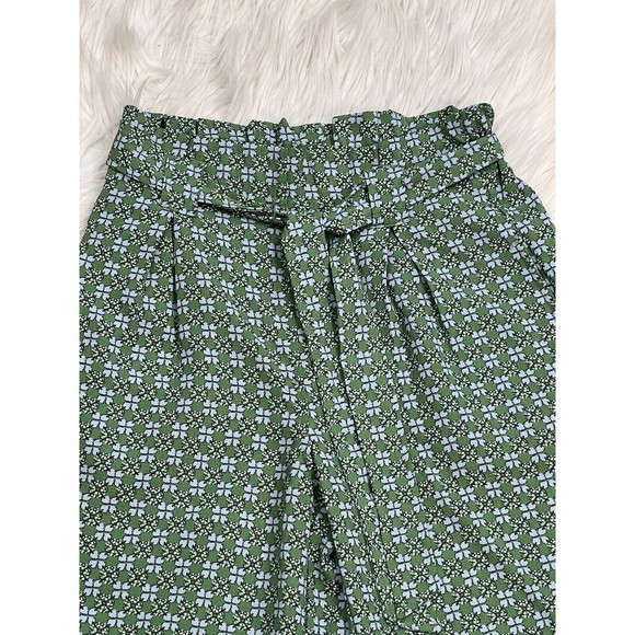 Max Studio Womens High Rise All-Over Print Trousers Wide Leg Green Daisy Size S - Picture 2 of 11